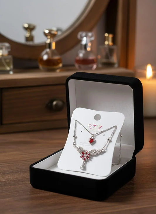Silver Plated 2 Layered Crystal Pendant for Women